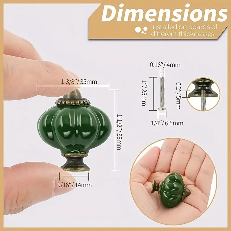 Keramická úchytka zelená - 3,5cm - 1ks