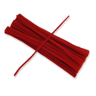 Chlpatý drôtik 6mm/30cm - červený, 100ks/bal