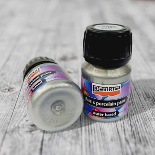 Farba na sklo a porcelán 30ml - strieborná