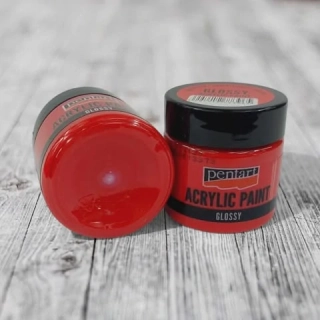 Lesklá akrylová farba, PENTART 50 ml -rúžovo červená
