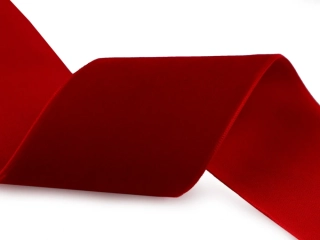 Stuha zamatová červená 4cm šírka/ 5m