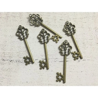 Kovová ozdoba - kľúč barok 6cm, 5ks/bal