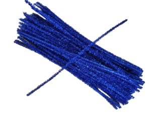 Chlpatý drôtik 6mm/30cm - trblietavý modrý, 20ks/bal