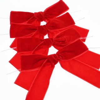 Mašľa zamatová červená 11cm