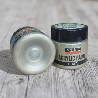 DELICATE metalická akrylová farba, 50ml - bielozlatá
