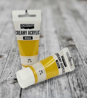 Metalická krémová akrylka, 60ml - zlatá