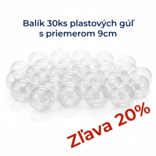 Priehľadná umelohmotná guľa (2 dielna), 9 cm - Sada 30ks