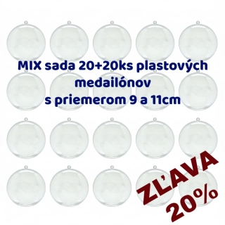 MIX Sada 20+20ks - Plastový medailón 9cm a 11cm (2 dielna) 